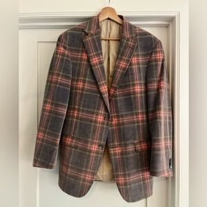 Hickey Classic Plaid Men's Blazer 42r made in USA 2 button
